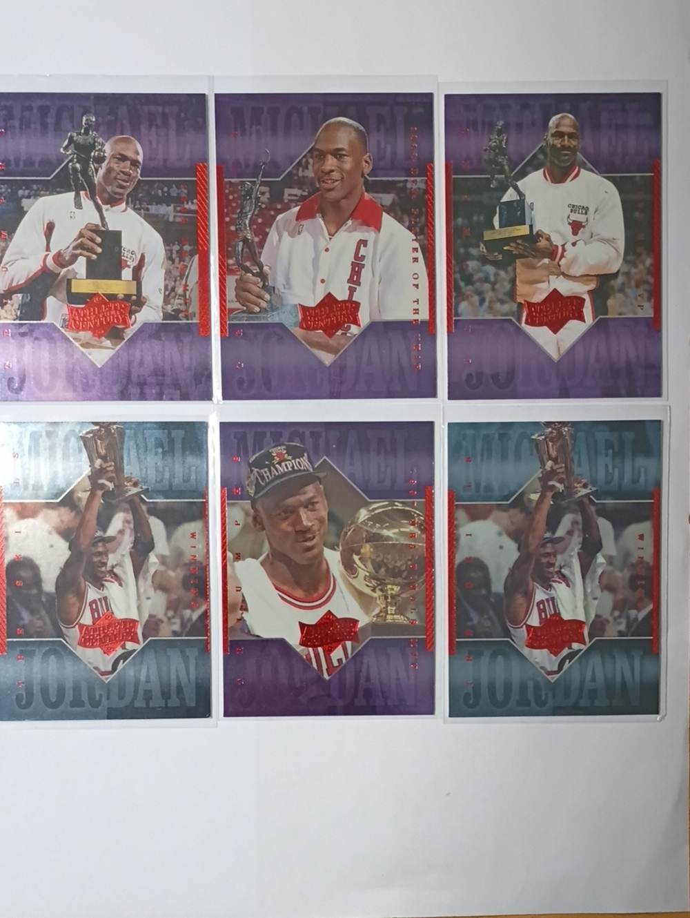 Michael Jordan Basketball Card Lot - Red, Purple, White